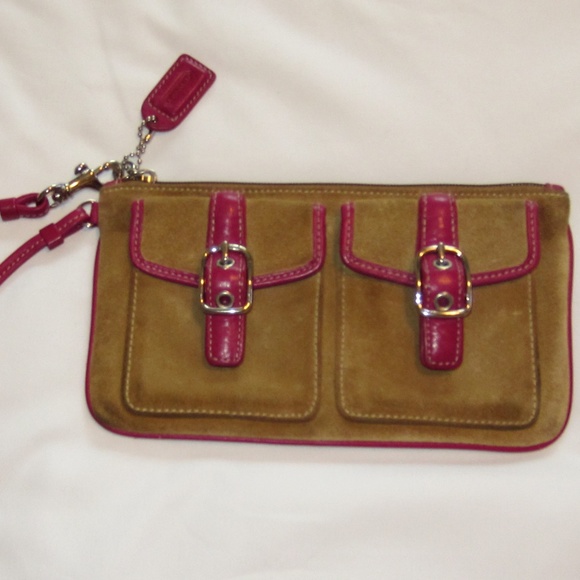 Coach Wristlet Suede Pink/tan - Picture 2 of 8